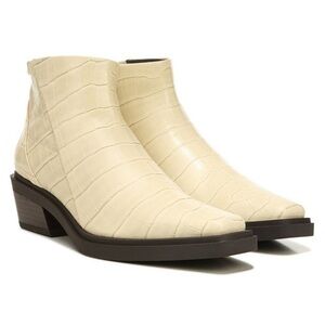 Franco Sarto Fina Western Bootie in Cream Croc Faux Leather Size 6